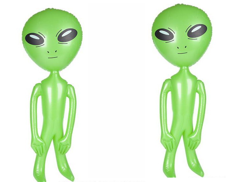 LOT OF 2 BIG 36″ ASSORTED ALIEN INFLATE INFLATABLE 3 FEET BLOW UP PROP GAG GIFT