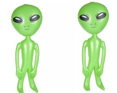 LOT OF 2 BIG 36″ ASSORTED ALIEN INFLATE INFLATABLE 3 FEET BLOW UP PROP GAG GIFT