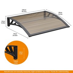 30-160″ Window Awning Front Door Eaves Canopy Polycarbonate Roof Sun Shade Cover
