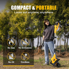 Cordless Garden Tiller Cultivator For Dewalt 20V Battery Farm Soil Cultivator