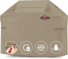 Grillman Grill Cover BBQ Outdoor Grill Covers Charcoal Gas Grills Tan, 58 in 2PK
