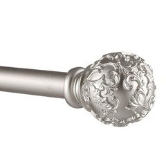 Vine Curtain Rod Finial Set Adjustable Iron Silver Floral Design 66-120 inch New
