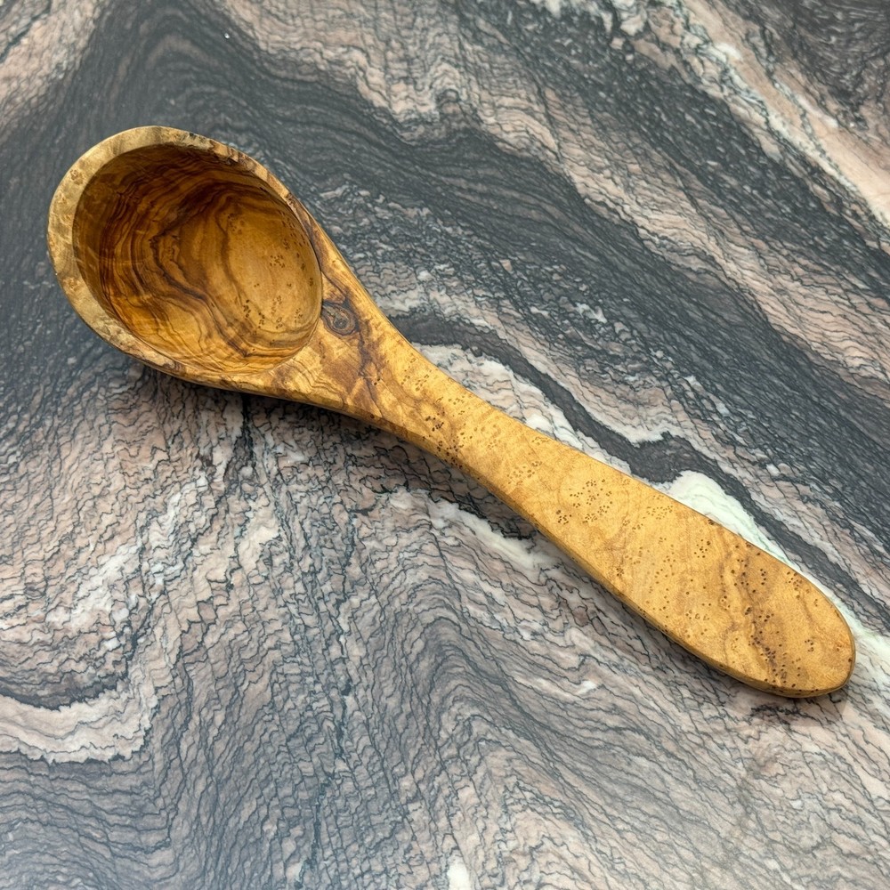 10″ Olive Wood Ladle Handmade in Tunisia, Gorgeous Unique Wood Characteristics
