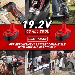 1-2Pack 8.0Ah for Craftsman 19.2V Lithium Battery C3 DieHard 11375 6.0Ah/Charger