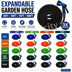 Latex 25 50 75 100 FT Expanding Flexible Garden Water Hose with Spray Nozzle