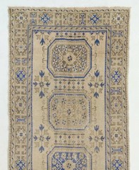 4.6×12.2 Ft Vintage Anatolian Oushak Runner Rug. Hand-knotted Wool Rug