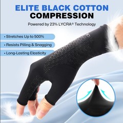 Compression Arthritis Gloves with 23% LYCRA for Pain, Fingerless Carpal Tunnel