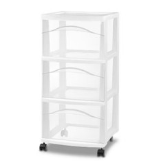 3 Drawer Medium Cart : Plastic Storage Drawers, Portable Utility with Casters