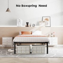 Metal Queen King Full Size Bed Frame Bedroom Sturdy Steel Slat Support Bedstead