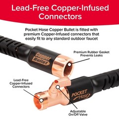 Pocket Hose Copper Bullet 50 FT With Thumb Spray Nozzle AS-SEEN-ON-TV, 650psi