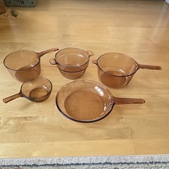 Corning ware Visions Amber Glass 5-Piece Saucepan Set Gas/Electric 1.5L no lid
