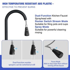 Matte Black Kitchen Sink Faucet with Pull Down Spray RV Stainless Steel Kitchen