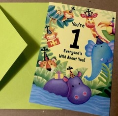 Happy Birthday 1 Year Old Card Hallmark Greeting Card Fast Ship “One” Animals