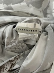 Pottery Barn Mum Gray White Floral Organic Cotton Duvet Cover King Pre-owned EC