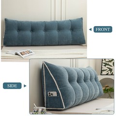 Chenille Headboard Wedge Pillow Large Dorm Bed Bolster Cushion Backrest Support