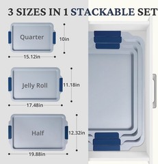 BRONYPRO Non Stick Ceramic Baking Sheet Pan Set of 3, Natural Non Toxic Cookie S