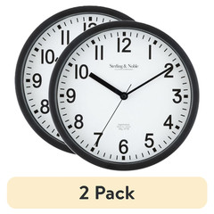 Mainstays Basic Indoor 8.78″ Black Analog Round Modern Wall Clock (2 Pack)