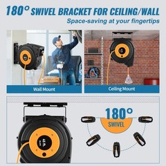 45ft 12AW 15-1875W Cord Reel 180° Swivel