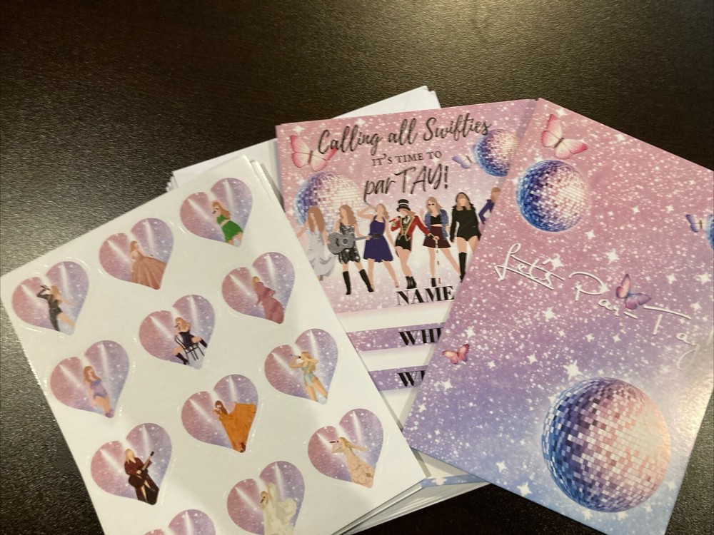 Set Of 20 Party Invites Taylor Swift & Stickers Party Calling All Swifties