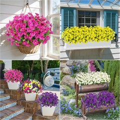 Bassion Artificial Flowers for Outdoors,20 Bundles Silk Fake FlowersUV Resistant