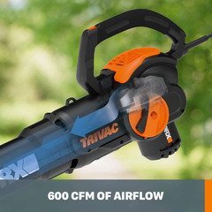 WORX Trivac 12-Amp Corded 600 CFM Electric Leaf Blower, Vacuum & Mulcher