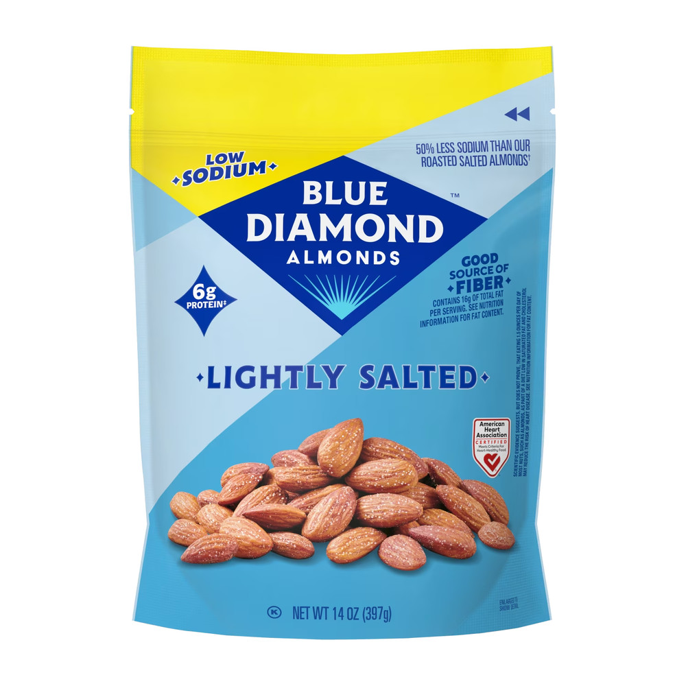 Blue Diamond Almonds, Lightly Salted Low Sodium Snack 14 oz Free Shipping