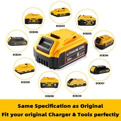 6x 8.0AH For DeWalt 20V 20 Volt Max Lithium Ion Battery DCB206-2 DCB205-2 DCB200