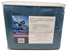 MyPillow Giza Flannel Sheet Set Queen Lake Blue Ultra Soft Cotton NEW