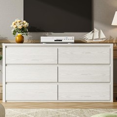 ✅GarveeHome 6 Drawer Dresser for Bedroom, Wide Wood Chest of Drawers Handle Free