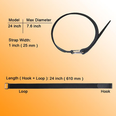 24 Inch Hook and Cable Strap – Reusable Fastening Strap – 12 PACK 1 Inch Wi