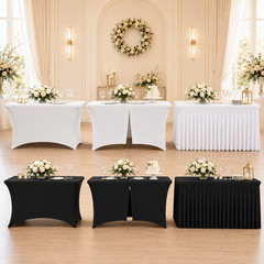 6FT Rectangular Spandex Table Cover Stretch Fitted Tablecloth for Vendor Wedding