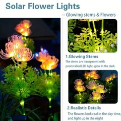 Solar Garden Lights Flower Outdoor Waterproof LED Flower Stake Lamp Yard Pink