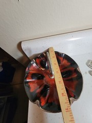 VTG CALIFORNIA POTTERY USA 610 RED FALL COLORS CANDY NUT DISH