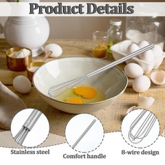 Small Whisk, 9.8in Stainless Steel Whisk Tiny Skinny Whisk for Cooking
