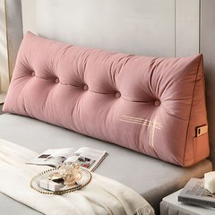 Velvet Wedge Headboard Pillow w/High-Resilience Filling Removable Zippered Cover
