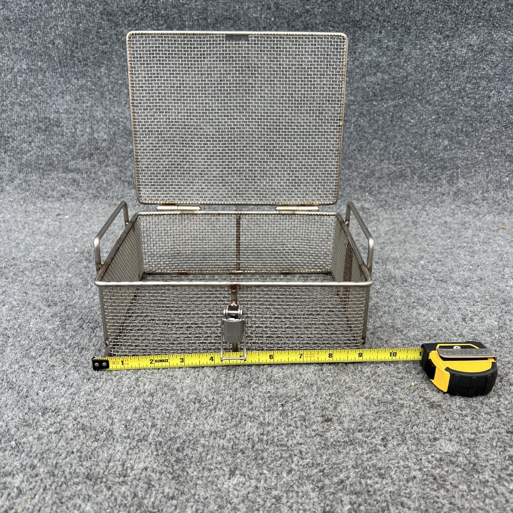 Stainless Steel Mesh Rectangular Washing Basket, 9” L x 7” W x 3.25” H New Other