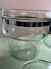 Great Vintage PYREX Double Boiler Clear Glass With Both Lids & Stainless Steel