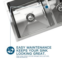 Silver Kitchen Sink Stainless Steel Double Bowl Drop In Top Mount Workstation