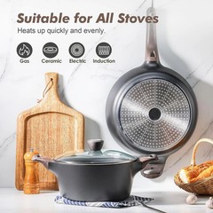 SENSARTE Pots and Pans Set Non stick, Non toxic Healthy Induction Cookware Sets,