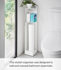 Yamazaki Home TOWER Slim Rolling Bathroom Organizer Toilet Paper Storage Cart