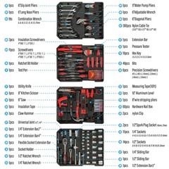 515 PCS General Household Tool Kit Aluminum Trolley Case Tool Set with Wheel
