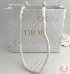 Dior Small Classic White Textured Paper Gift Bag New SMALL 5 x 5.75 x 2