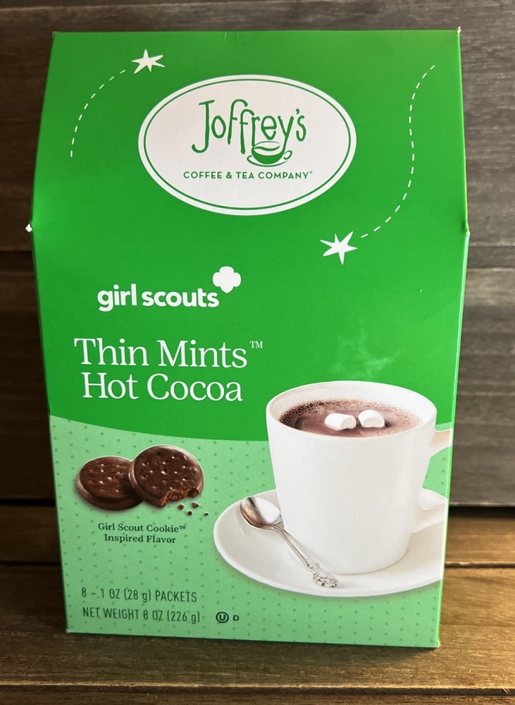 Joffrey’s Girl Scouts Thin Mints Hot Cocoa 8ct Green Box NEW Oct 2027 Exp