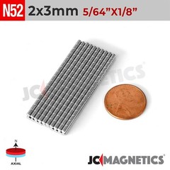 2mm x 3mm 1/8″x 5/64″ N52 Strong Rare Earth Neodymium Small Magnet Disc 2x3mm