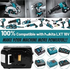 12.0Ah BL1860B Battery For Makita 18 Volt 6.0Ah LXT Li-Ion BL1830 / Charger