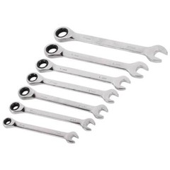 Ratchet Wrench Combination Kit Metric Fixed Spanners Tool 7 Piece Set 8mm-19mm