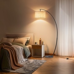 EDISHINE Modern Arched Floor Lamp, Remote & Foot Switch, No Bend Needed, 68.5 In