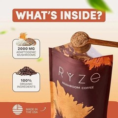 (Pack of 2) Organic RYZE Mushroom Coffee * 30 Servings Per Pack -Free Shipping