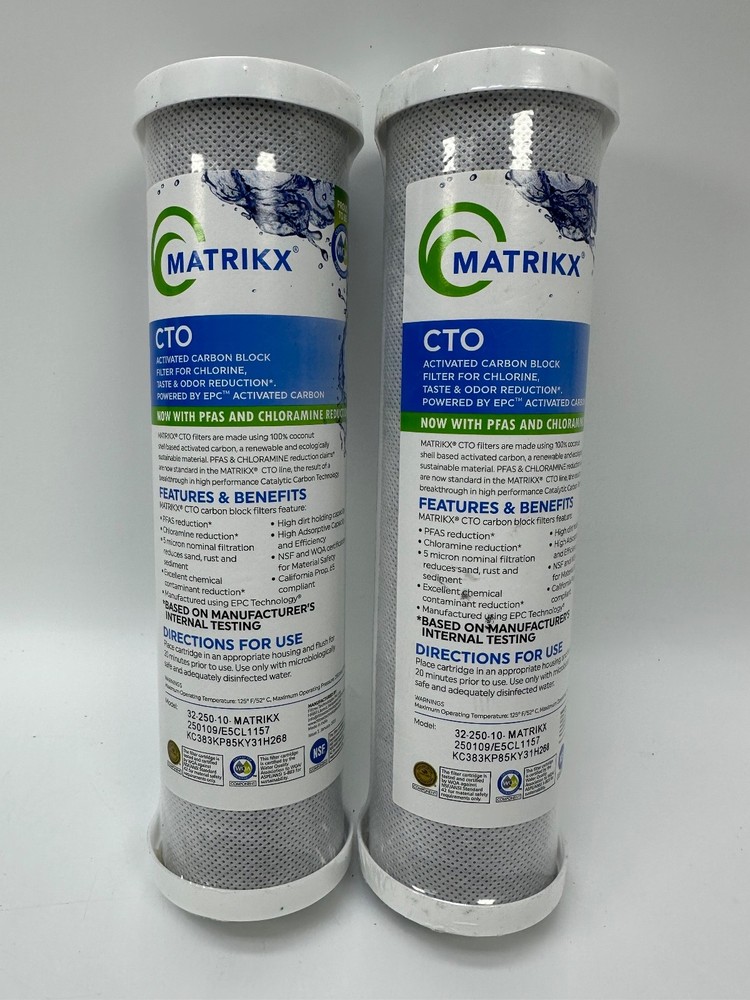 2pk Matrikx 32-250-10-MATRIKX CTO 5-Micron 2.5″ X 10″ Chlorine/Taste/Odor