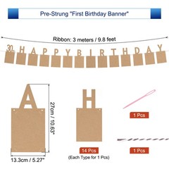 14PCS 30th Birthday Photo Banner Decorations from 1 to 12 Months Kraft Paper
